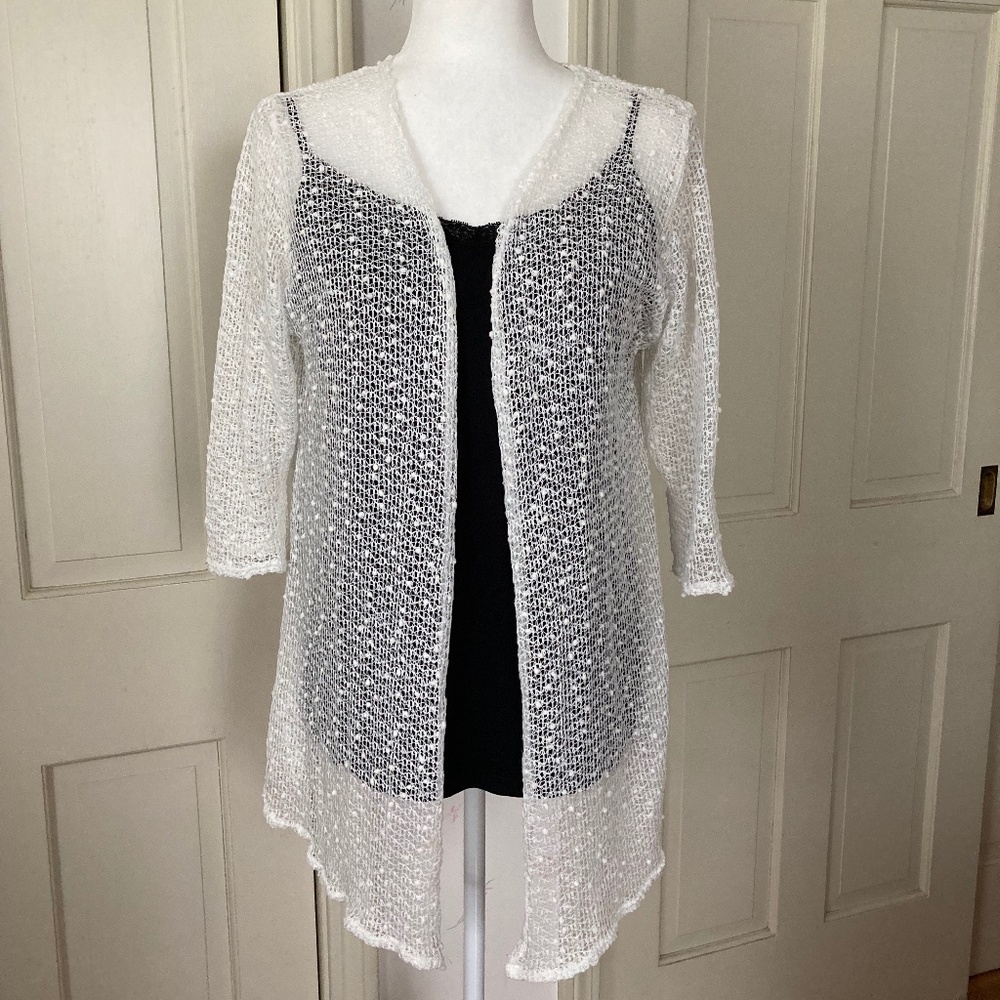 White Knit 3/4 3/4 Sleeve Sweater